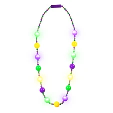 Windy City Novelties - LED Mardi Gras Bead Necklaces 46" – Green, Purple, Gol...