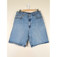 Levis 560 Loose Fit Denim Shorts Mens 36 Light Wash Blue Baggy Jorts Y2K Vintage