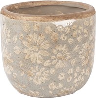 Clayre & Eef 6CE2409S Blumentopf Grau-Beige Ø 10X9 Cm Keramik Innen