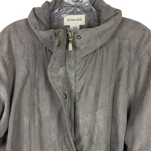Vtg St. John’s Bay Women’s Jacket Sz L Gray Faux Suede Oversized Cabincore Gorp - Picture 4 of 12