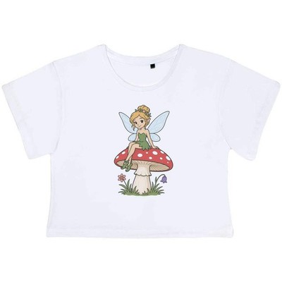 ''Fairy on a Mushroom'' Damen Baumwolle Crop Tops (CO065283)