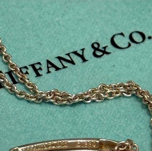 TIFFANY & CO. 1990 STERLING SILVER 925 HEART NECKLACE W/18K GOLD BOW W/POUCH 18' - Picture 9 of 20