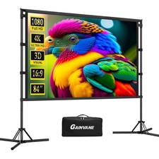 84 Inch Projector Screen with Stand, 16:9 4K HD Portable Lightweight Projection