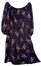 Loft Dress M Gray Flowy Rayon Hippie Boho Floral Cottagecore Farmhouse Peasant