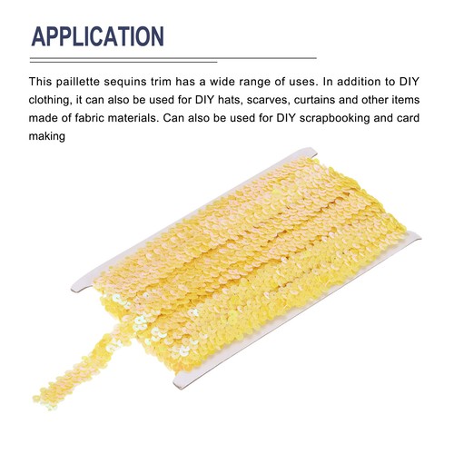 11 Yards 0.8 Inch Elastic Sequins Trim 2 Row Yellow - Imagen 3 de 5