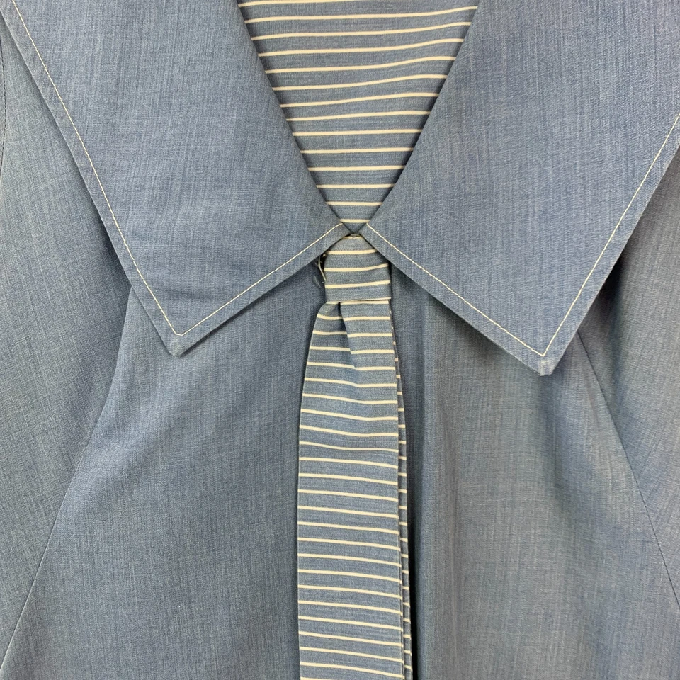 Vintage 60s Lois Ann Jr Dallas Denim Short Sleeve Twee Mrs Maisel Dress Chest 34 - Image 3 of 4