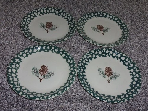 4 Folk Craft Pine Cone Tienshan 7 3/4" Salad Plates
