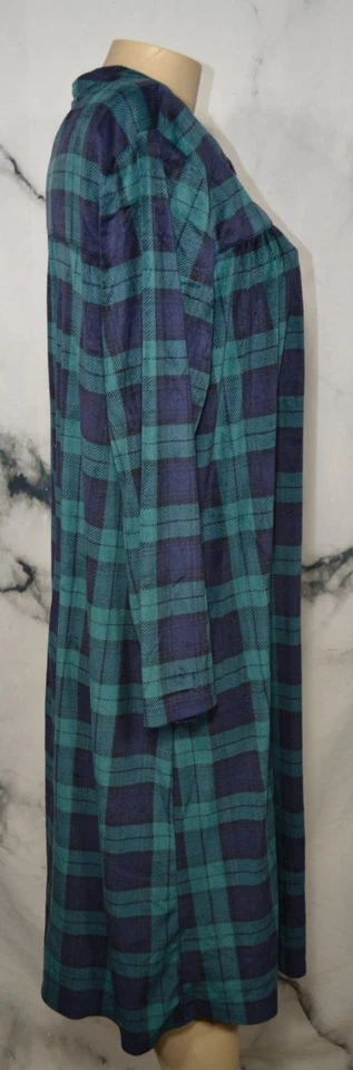 ARIA COLLECTION Vestido de Vellón a Cuadros Verde Azul Negro XL Mangas Largas Cuello Abotonado Foto 4 de 4