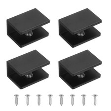 4Pcs Glass Shelf Brackets, for 8-10mm Square Shape with screw, Black