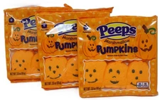 3 Pumpkins Peeps Marshmallows Candy Sealed Halloween Thanksgiving Jack o Lantern