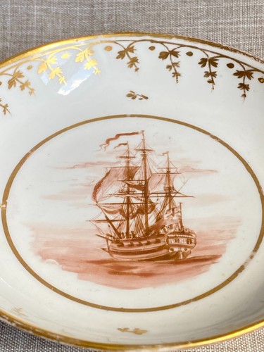 Antique Rare c1805 George III Spode Hand Painted Sailing Ship Tea Cup & Saucer - Picture 15 of 24