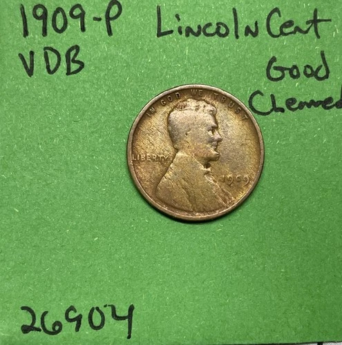1909-P VDB Lincoln Wheat Cent / Penny 1c Good Old Cleaning
