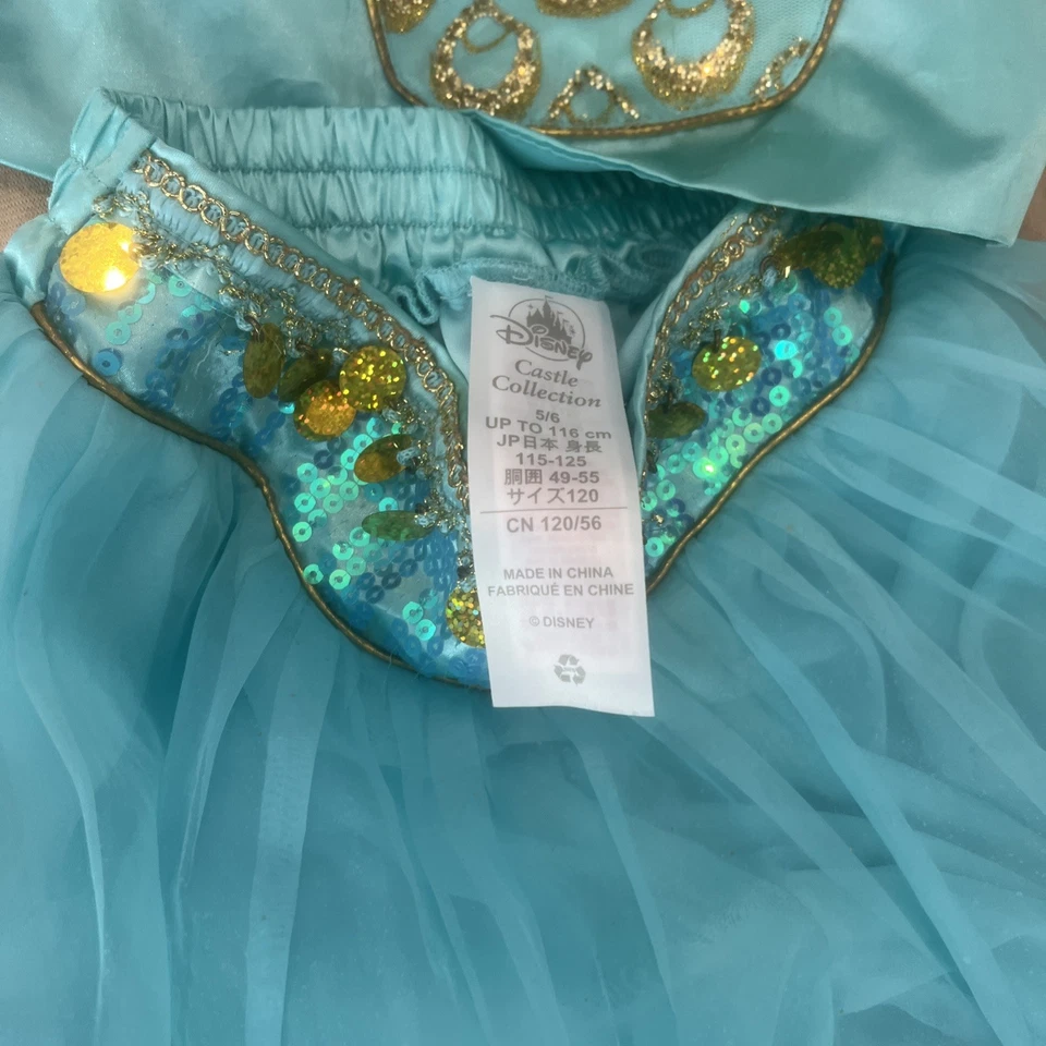 Fantasia brilhante Disney meninas princesa Aladdin jasmim 2 peças tamanho 5/6  - Imagem 2 de 4