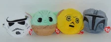 Set of 4 Ty Beanie Bouncers STAR WARS C3PO GROGU   3 1/2" Plush Bouncy Ball Toy