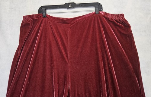 Roamans Pants W 28 / 30 4X Wide Leg Pull On Holiday Christmas Dress Red Plus - Picture 2 of 5