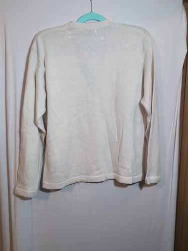 Vintage 80s Sellecca Cardigan Sweater Size M Ivory Embroidery Cottage NWT - Picture 6 of 6