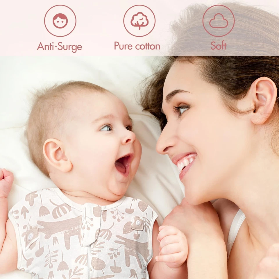 新生儿襁褓睡袋 2 件装,双臂 0-3 个月,粉红色兔子透气 — 第 2/4 张图片