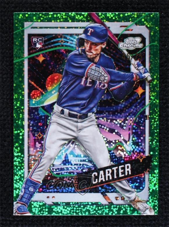 2024 Topps Cosmic Chrome Green Space Dust Refractor 45/75 Evan Carter #186 f7x