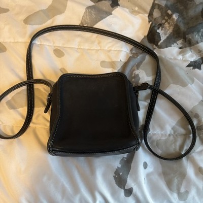 Vintage Coach Bellini Zip 9139 Black Leather Whipstitch Crossbody Bag 6 x6 