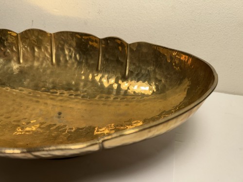 Vintage Hammered Brass Pedestal Bowl Compote Centerpiece 12” - Picture 10 of 13