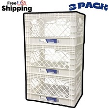24QT Plastic Storage Heavy-Duty Milk Crate, White 3 Pack, New