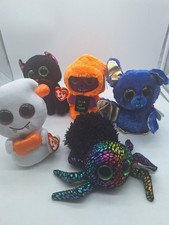 TY Beanie Boos Halloween Lot Of 5 Bat,ghost, Scream Skeleton Ozzy Leggz Potion