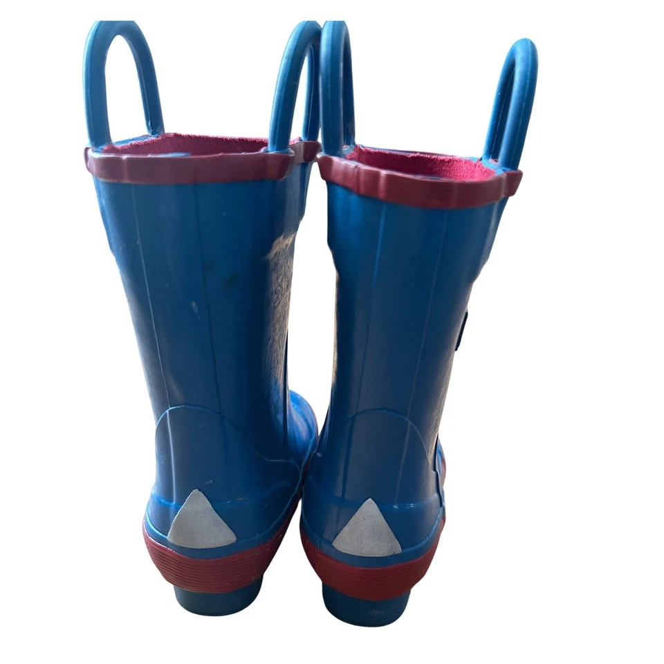 LLBean Niños Pequeños Botas de Lluvia de Goma Azul Rojo Pull Tabs Talla 6 Buen Estado Foto 3 de 4