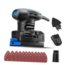 1.4-Amp Multi-Function Detail Sander with 12pcs Sandpaper, Dust Collection 