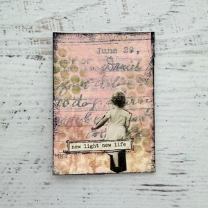 ACEO Original Art Card Mixed Media Collage Spring "New Light, New Life""