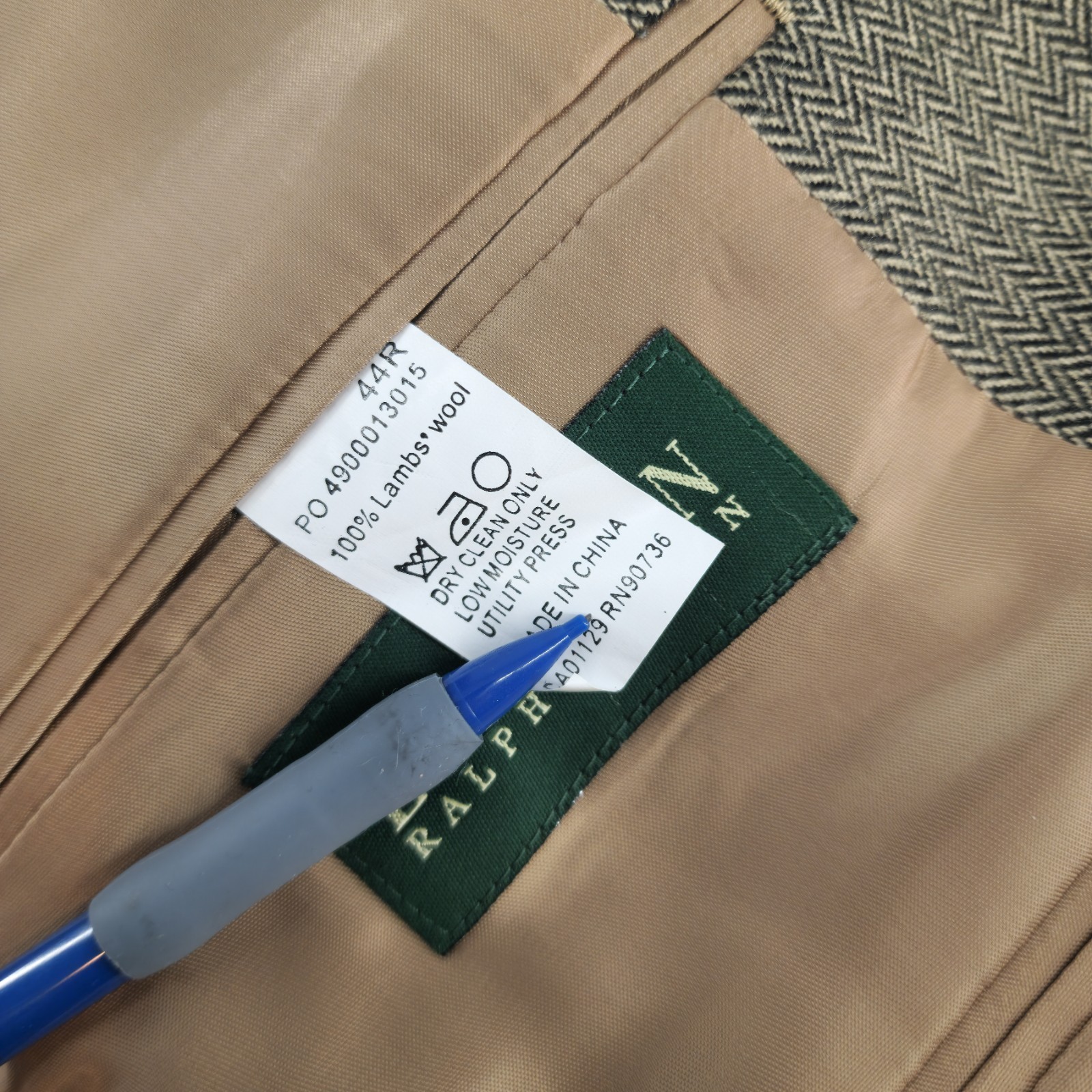 Lauren Ralph Lauren 44R | Brown Herringbone Lambswool Sport Coat Blazer Jacket thumbnail 6