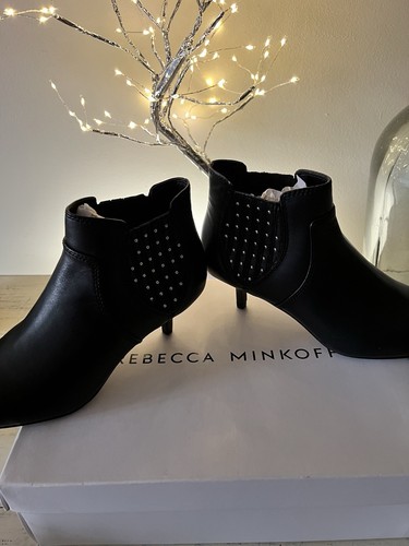 Rebecca Minkoff black leather booties Sz 7.5 New In Box - Picture 4 of 6