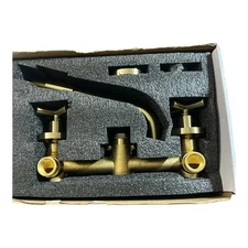 Fashion Boutique Faucet Double Handle Wall Mount Faucet, Brushed Gold