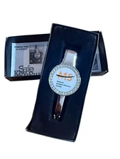 Safe Key Pur Purse Key Ring Holder Silver Tone Simulated Diamond Trim MS Society