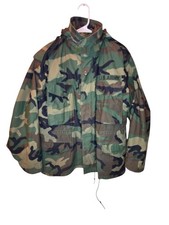 US Army M65 Field Jacket Woodland Camo Cold Weather Coat Medium Short