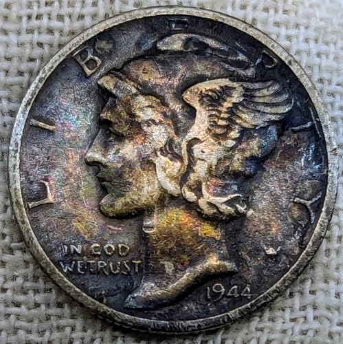 1944 S Mercury Dime VF/XF : Very Fine+, Monster Tone, SF Mint  - .9 Fine Silver