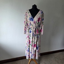 Lauren Ralph Lauren Carlyna Floral Jersey Surplice Midi Wrap Dress 16W Plus