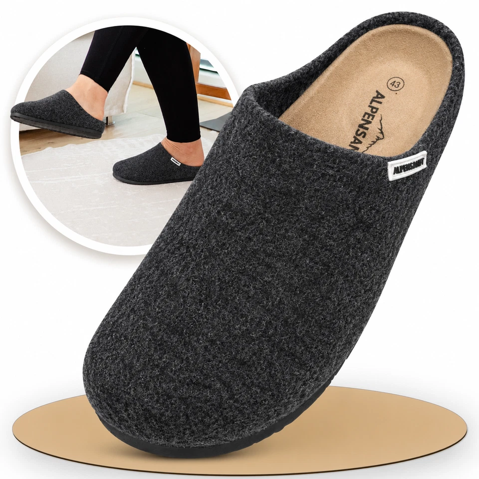 Alpensanft Clogs Hausschuhe Damen Herren Filz, Kork, Innensohle Echtleder 36-46 - Bild 3 von 4