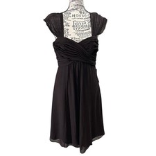 Ann Taylor Brown Midi Chiffon Cap-Sleeve Dress