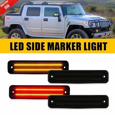 4X 2-Row LED Side Marker Turn Lights For 2003-2009 Hummer H2 Front&Rear Fender
