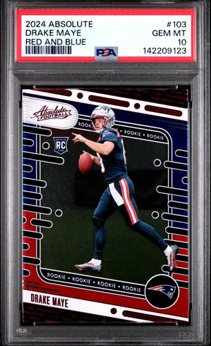 2024 Panini Absolute Drake Maye Red and Blue Rookie #103 PSA 10 Gem Mint