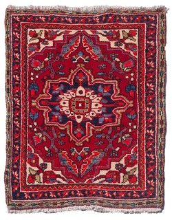 Genuine Hand Knotted Vintage Tribal Hareez Wool Area Rug 3.4 x 2.6 Ft