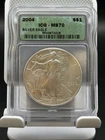 2004 $1 AMERICAN SILVER EAGLE ICG MS70 GREEN LABEL