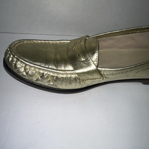 SAS Size 11 Gold Penny Loafers Metallic Wink - Picture 8 of 10
