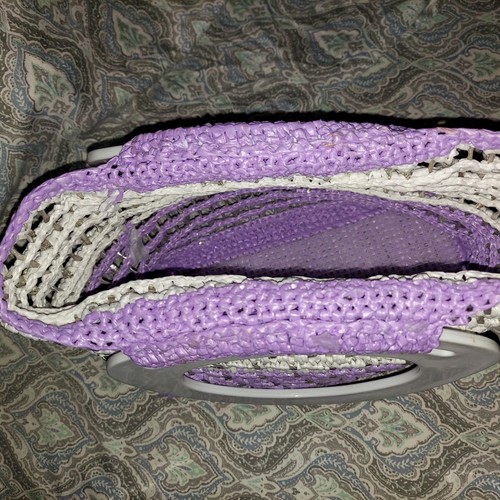 Upcycled Soda Can Pop Top Tab Woven White Crochet Handbag Shoulder Bag - Picture 3 of 6