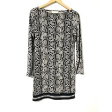 Michael Kors Womens Snakeskin Print Long Sleeve Sheath Dress Grey Black Small