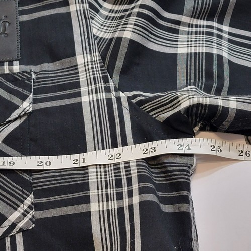 Jack Daniels Button Front Shirt, Men XL, Black & White Plaid, Logo Patch, SS,EUC - Picture 12 of 14