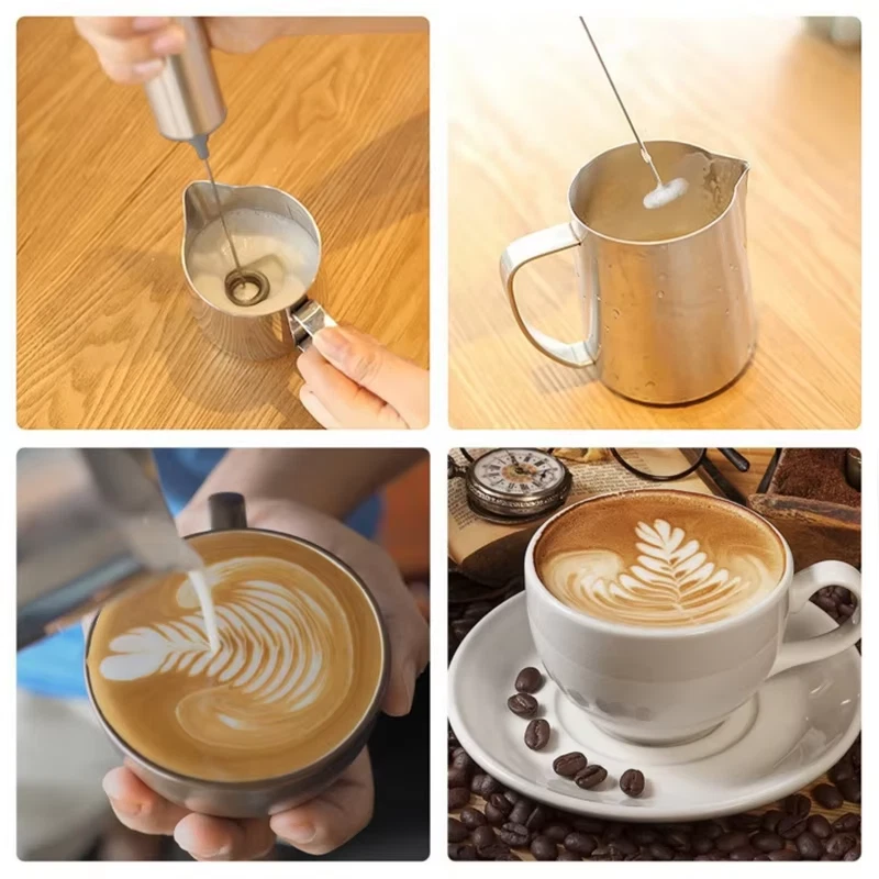 Milk Frother Handheld Three-Layer of Whisk- Battery Operated Electric Foam Maker