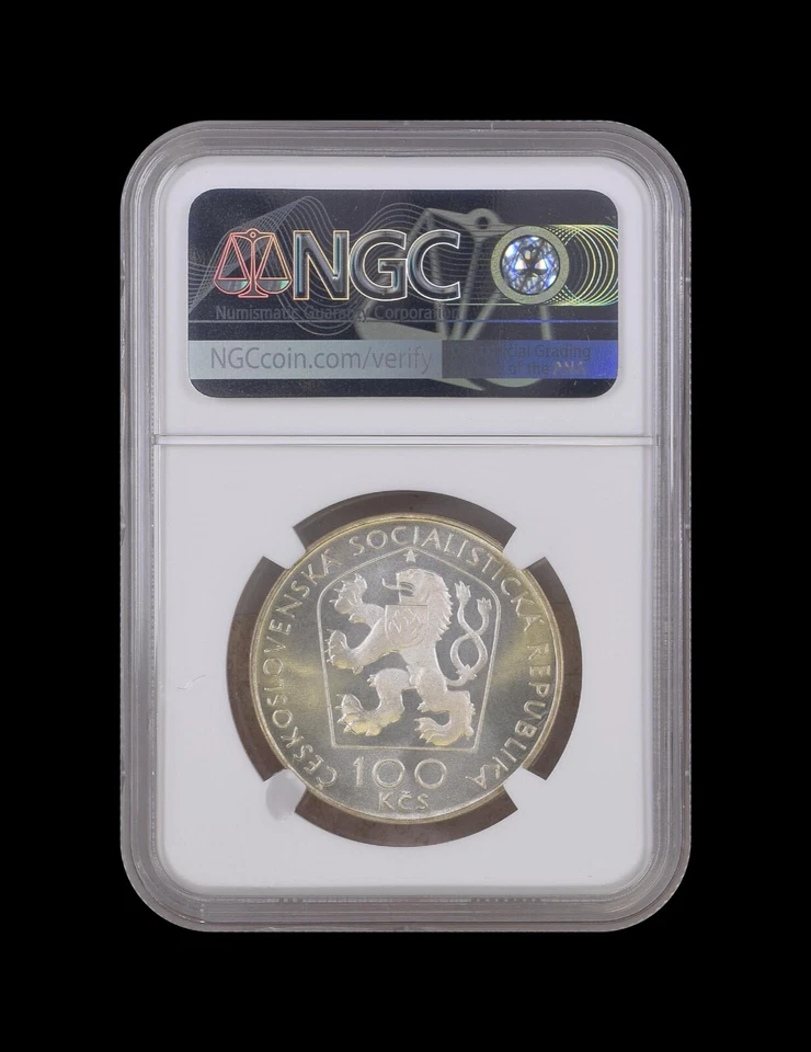 CZECHOSLOVAKIA. 1976, 100 Korun, Silver - NGC PF67 - Top Pop 🥇 Janko Kral - Image 4 of 4