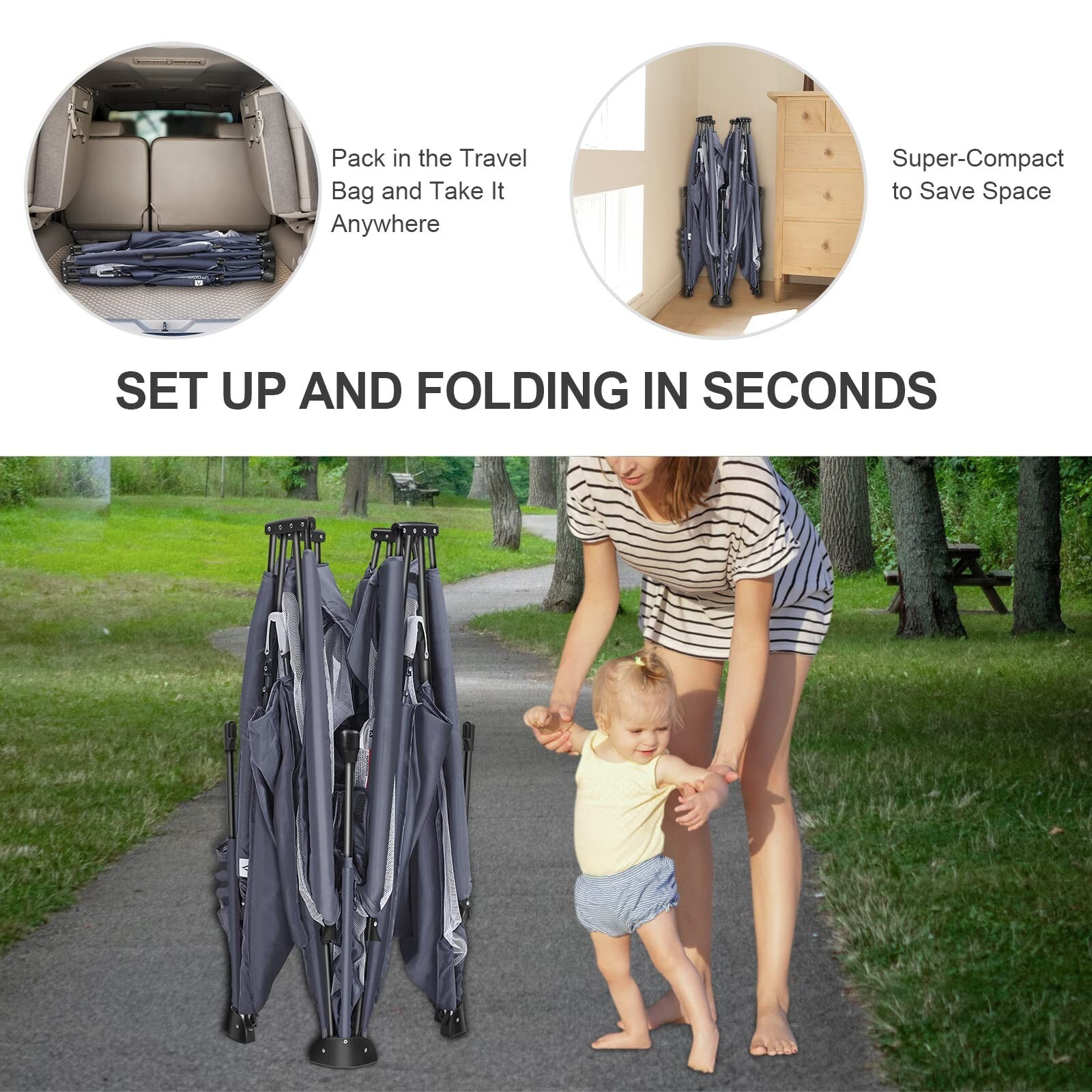 Foldable Baby Gate Playpen, 47"x47"(15.5 sq. ft Space), Extra Large