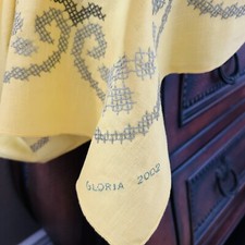 70  x50  Handmade Hand Embroidered Linen Tablecloth.